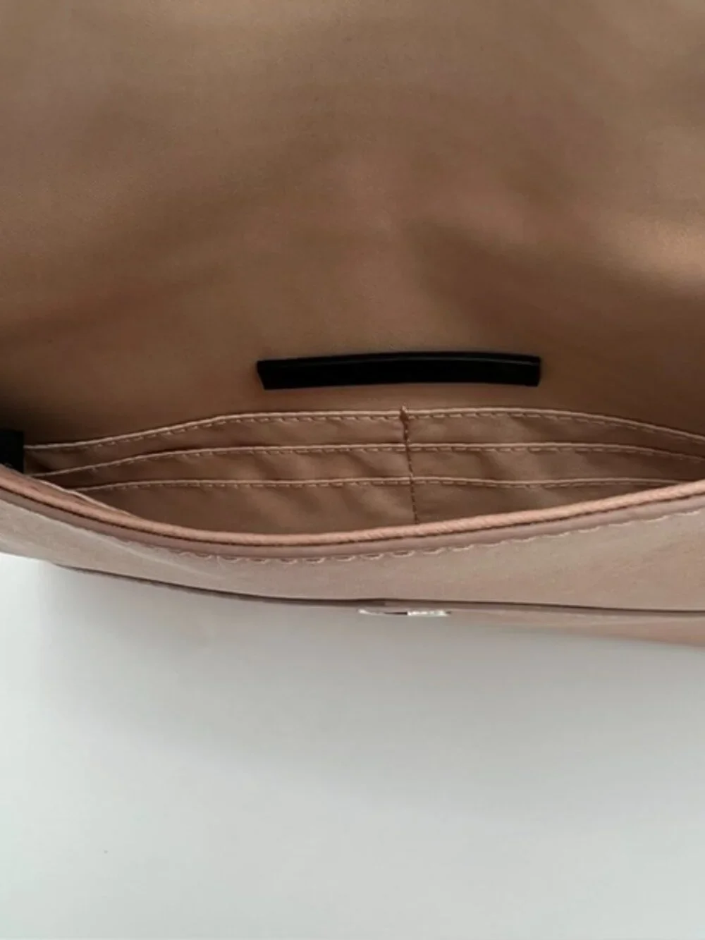Rebecca Minkoff Leo Envelope Clutch Blush Pink Leather‎ Zipper Trim Handbag EUC